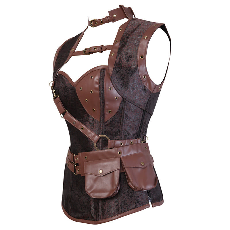 WorldNorse Women Steampunk Buckles Pouch Corset Dress - image 2
