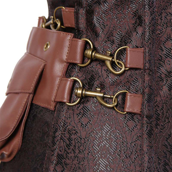 WorldNorse Women Steampunk Buckles Pouch Corset Dress - image 6