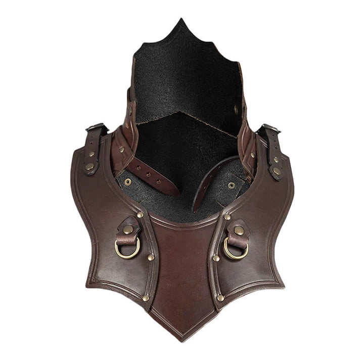 WorldNorse Viking Warrior Asymmetric Rivets Buckles Chest Armor  - Dark Brown - image 3