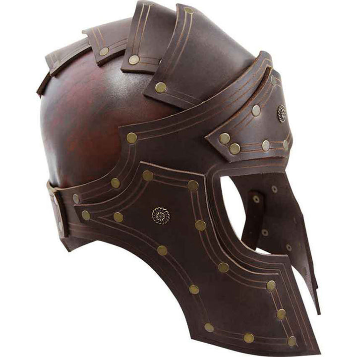 WorldNorse Viking Retro Insignia Rivets Helmet - Dark Brown - image 4