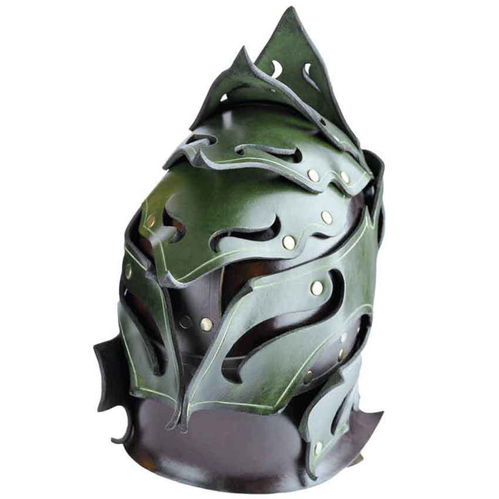 WorldNorse Woodland Flame Shaped Rivets Leather Helmet - image 2