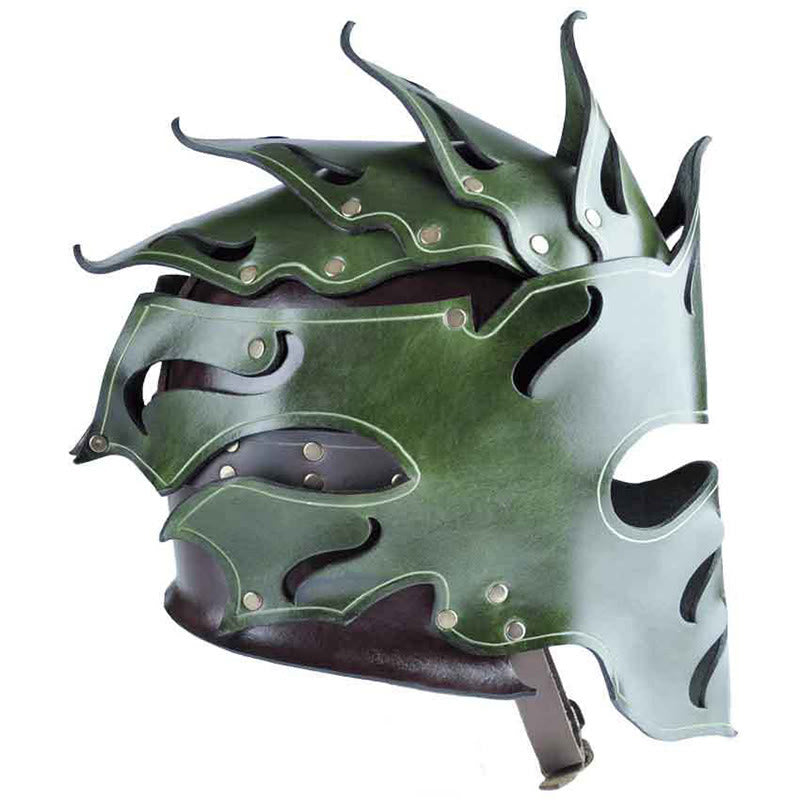 WorldNorse Woodland Flame Shaped Rivets Leather Helmet - image 2