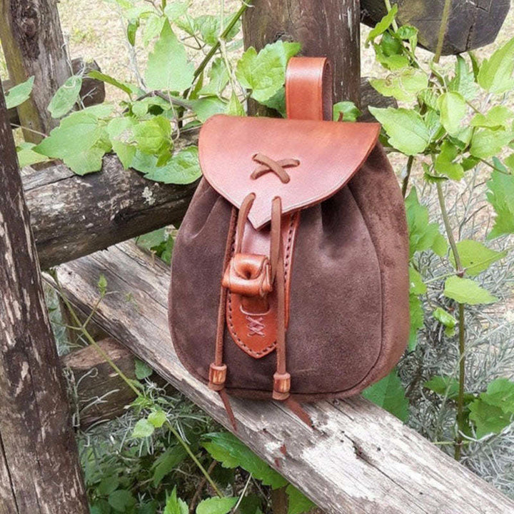 WorldNorse Medieval Steampunk Outdoor Drawstring Bag - Brown Suede - image 3
