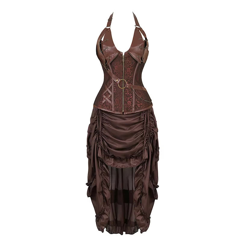 WorldNorse Medieval Pirate Irregular Corset Dress - Halter Dress - US/UK/AU52，EU62 (6XL) - image 4