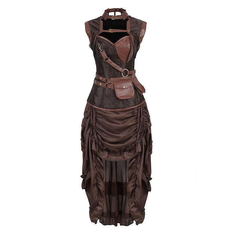 WorldNorse Medieval Pirate Irregular Corset Dress - Dress With Waist Bag - US/UK/AU52，EU62 (6XL) - image 1