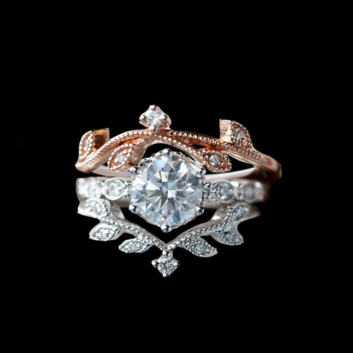 FREE Today: Moissanite Frost Blossom Ring Set - 3 Pcs#Rose Gold-Round Moissanite - US 11 - image 9