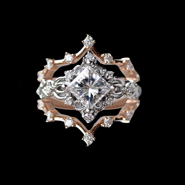 FREE Today: Moissanite Frost Blossom Ring Set - 3 Pcs#Rose Gold-Square Moissanite - US 11 - image 0