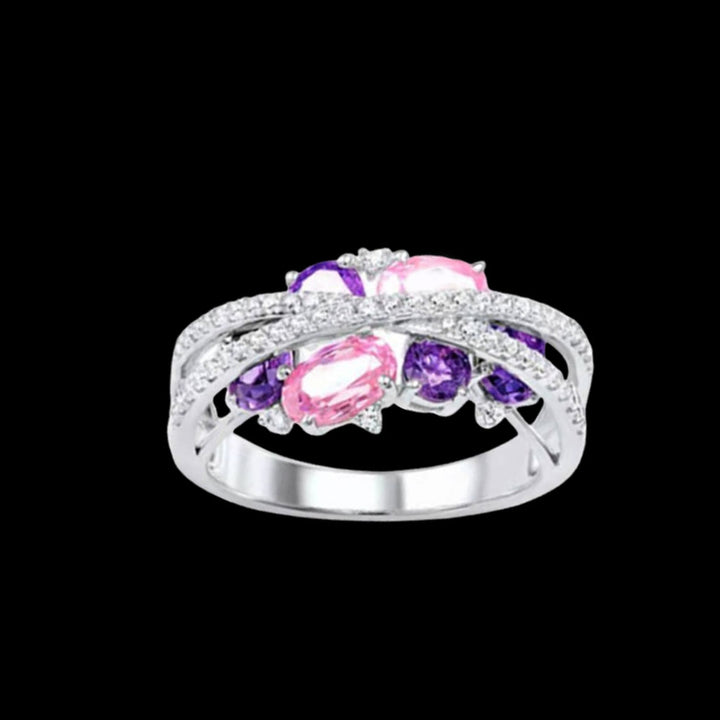 FREE Today: Twist Dangle Ocean Soul Ring/ Necklace/ Earrings - Amethyst & Pink Zircon - Ring#US 11 - image 7