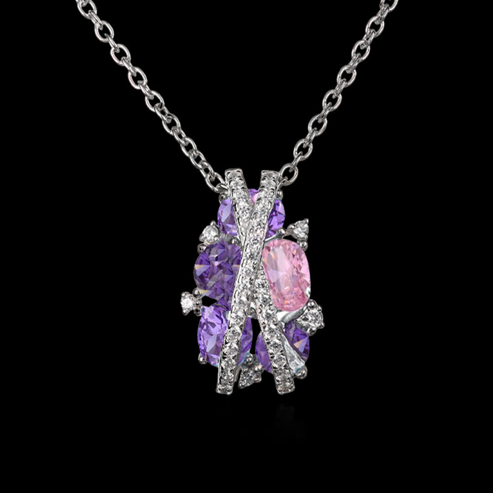 FREE Today: Twist Dangle Ocean Soul Ring/ Necklace/ Earrings - Amethyst & Pink Zircon - Necklace - image 9