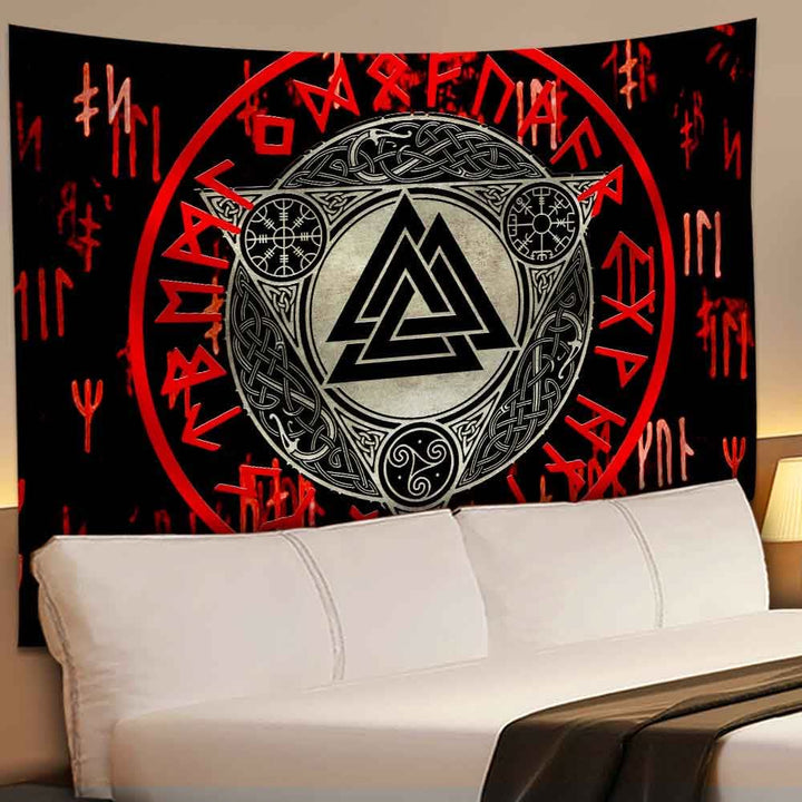 WorldNorse Retro Triquetra Valknut Aegishjalmur Tapestry - image 2