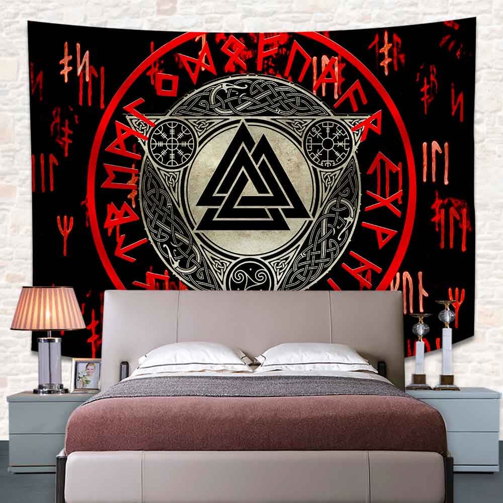 WorldNorse Retro Triquetra Valknut Aegishjalmur Tapestry - image 3