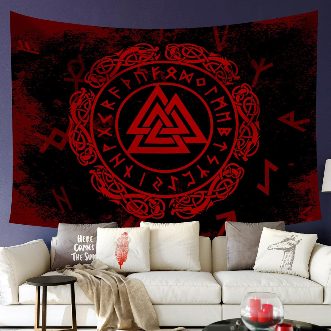 WorldNorse Dark Enchanted Valknut Tapestry - Valknut - 180X320cm - image 0