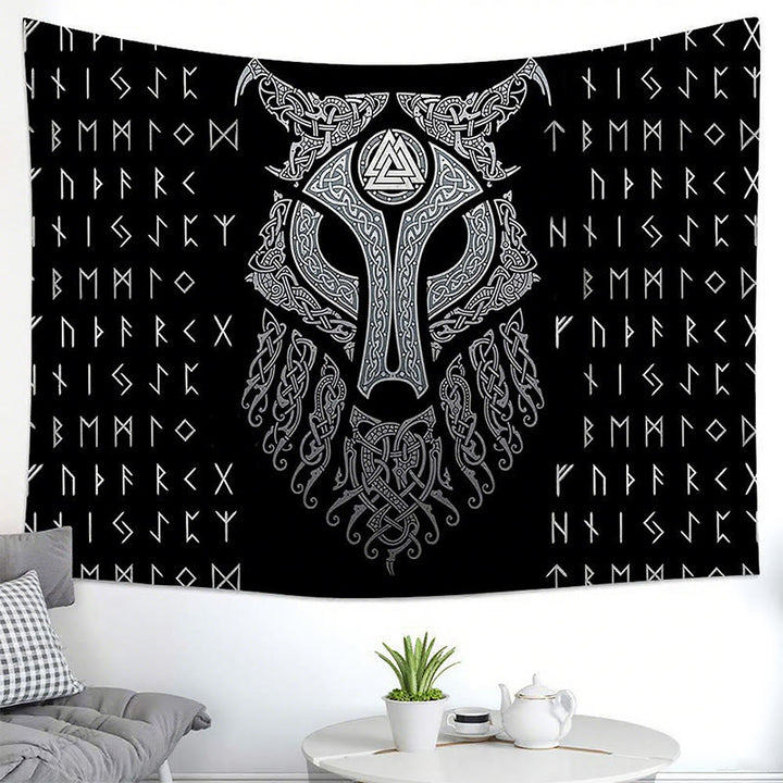 WorldNorse Celestial Fenrir Helm Rune Valknut Tapestry - image 1