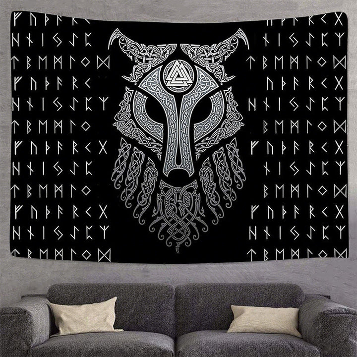 WorldNorse Celestial Fenrir Helm Rune Valknut Tapestry - image 3