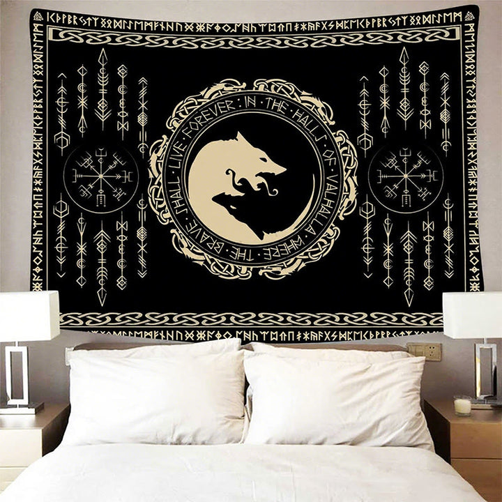 WorldNorse Mythology Wolf Vegvisir Celtic Knot Tapestry - image 3