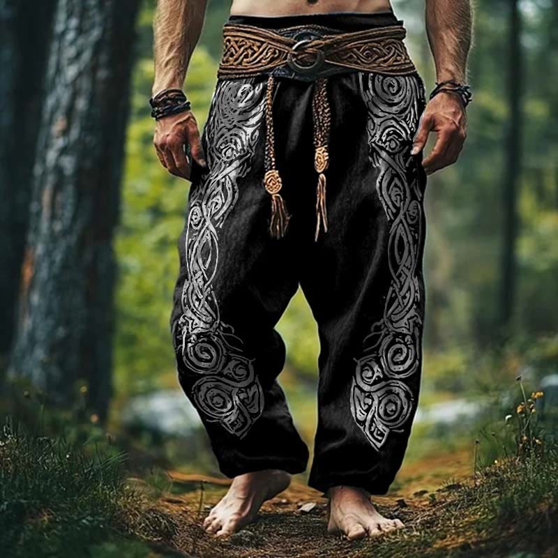 WorldNorse Viking Vintage Celtic Knot Pattern Pants - Black - US/UK/AU50，EU60 (5XL) - image 2