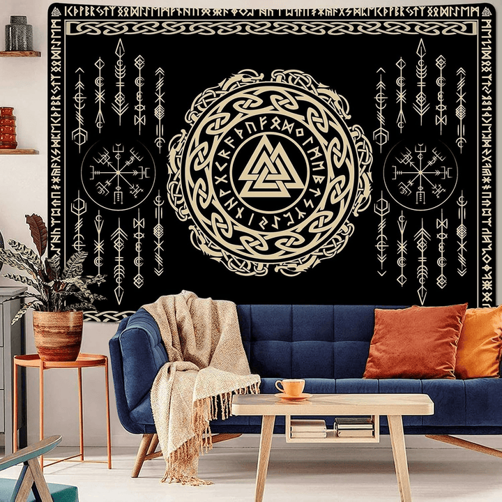 WorldNorse Valknut Celtic Knot Rune Tapestry - Valknut - 180X320cm - image 0