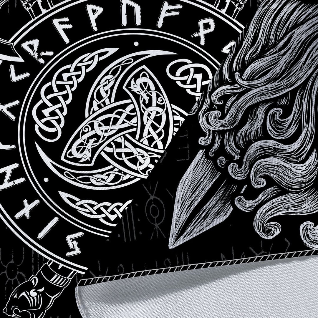 WorldNorse Viking Axe Raven Triple Horn Of Odin Tapestry - image 4