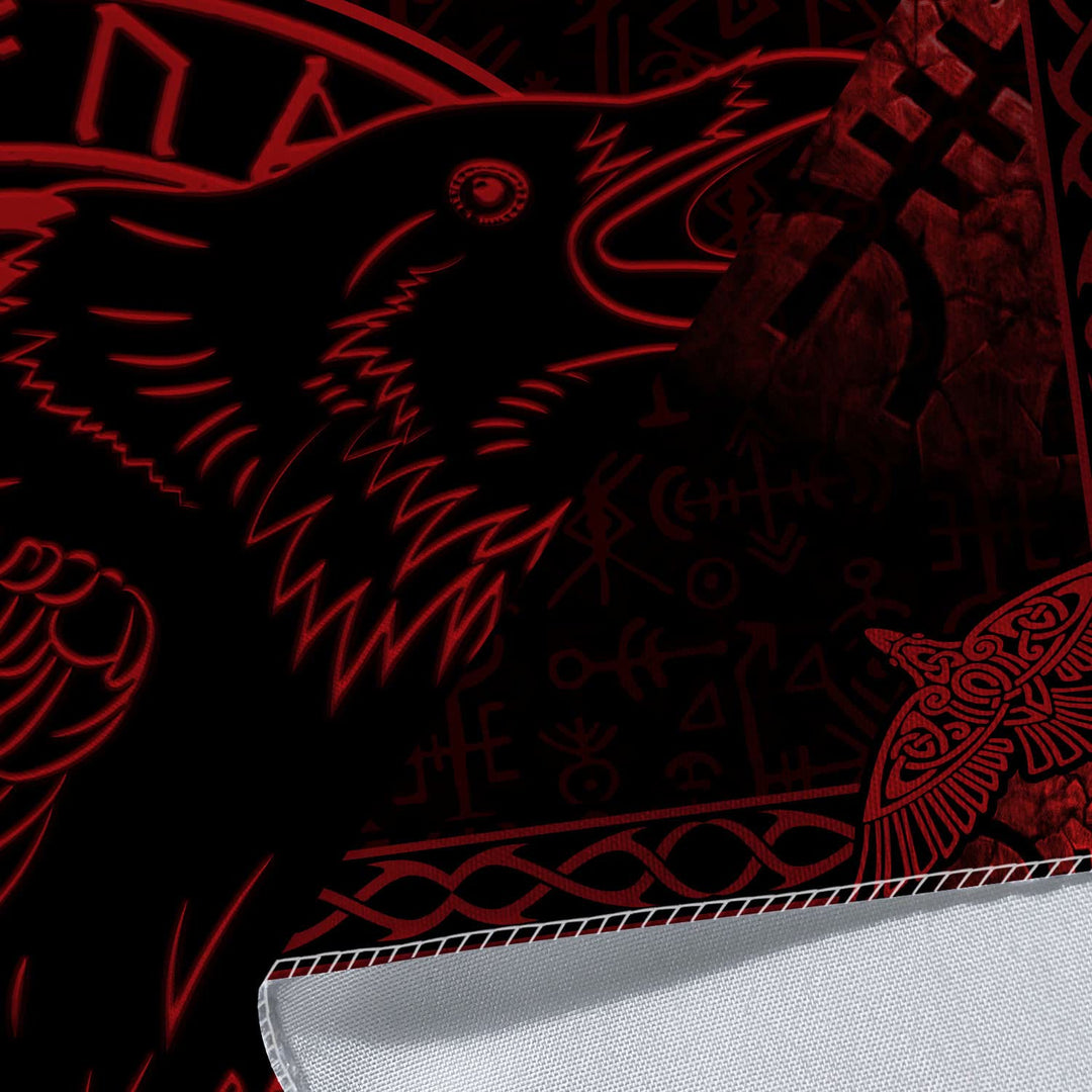 WorldNorse Raven Crow Rune Red And Black Tapestry - image 3