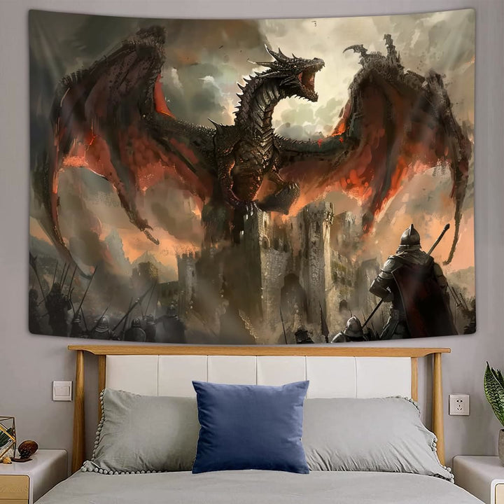 WorldNorse Medieval Fantasy Castle Dragon Tapestry - image 3