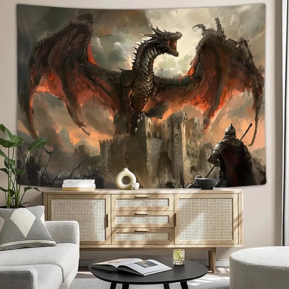 WorldNorse Medieval Fantasy Castle Dragon Tapestry - image 2