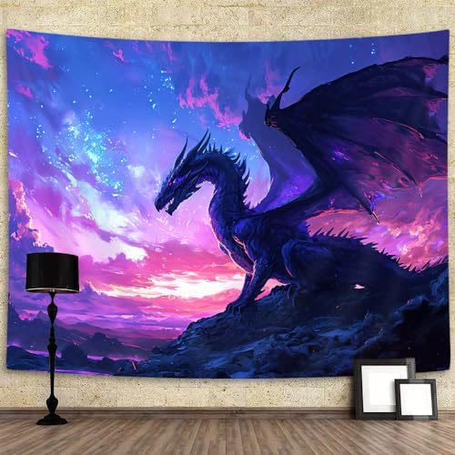 WorldNorse Majestic Ice Dragon Snow Regions Tapestry - Norse Dragon # Starry Sky - 180X320cm - image 5