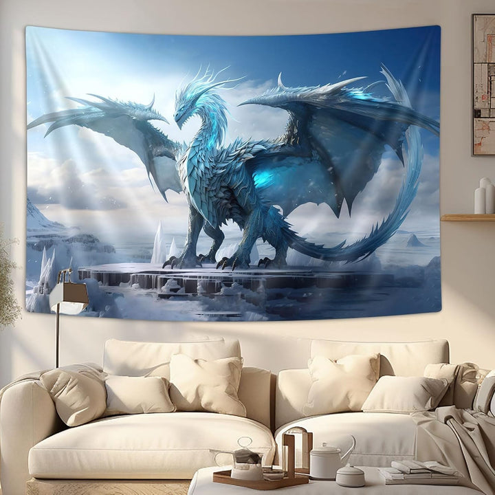 WorldNorse Majestic Ice Dragon Snow Regions Tapestry - image 3