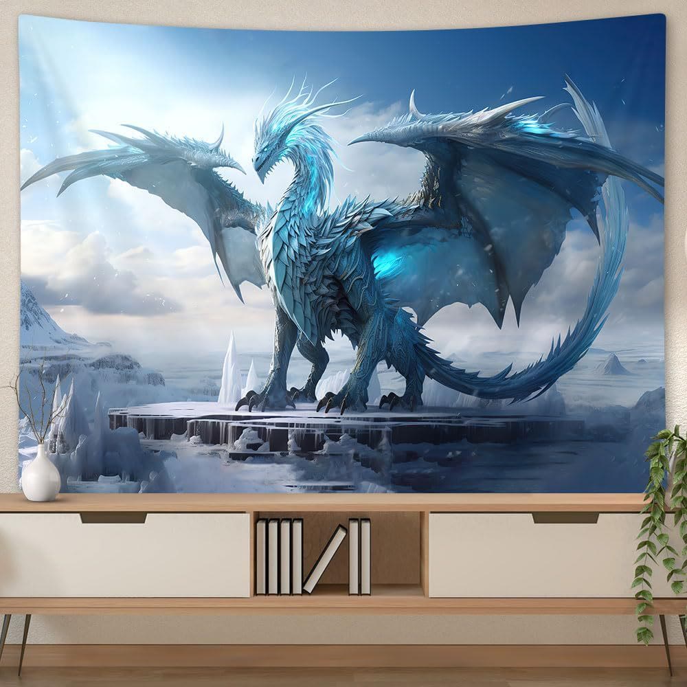 WorldNorse Majestic Ice Dragon Snow Regions Tapestry - image 2