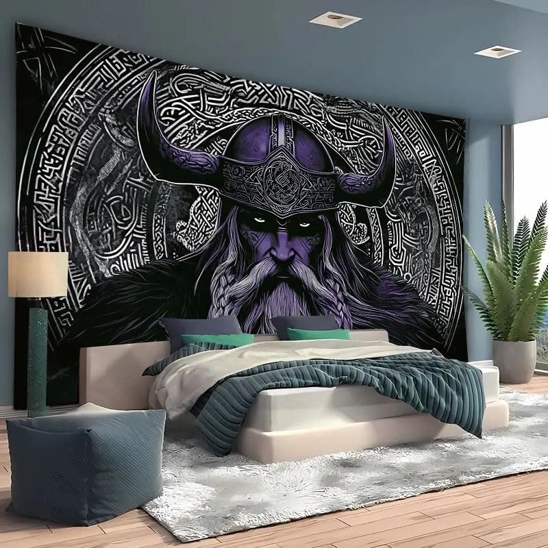 WorldNorse Legendary Odin Warrior Tribal Pattern Tapestry - image 1