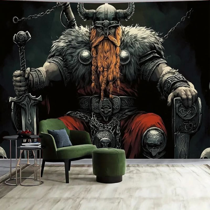 WorldNorse Armored Fighter Sword Accents Tapestry - 180X320cm - image 0