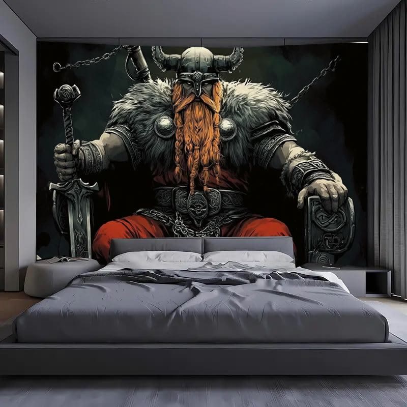 WorldNorse Armored Fighter Sword Accents Tapestry - image 2