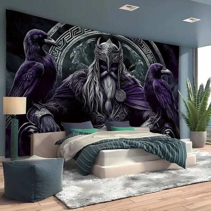 WorldNorse Gothic Purple Ravens Knight Tapestry - image 2