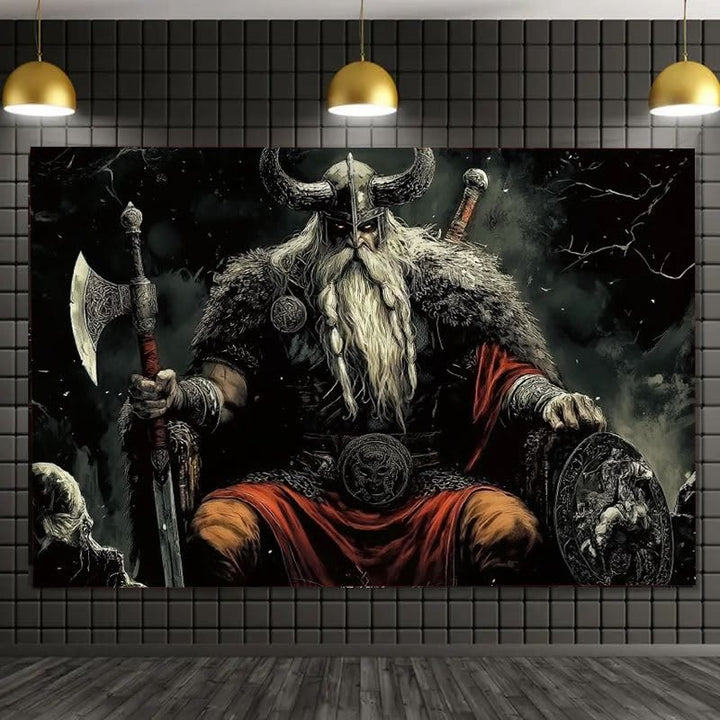 WorldNorse Norse Weapon Warrior Holding A Shield Tapestry - image 3