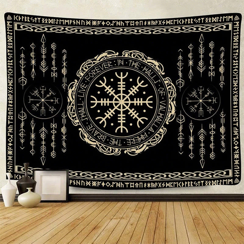 WorldNorse Viking Compass Helm Of Awe Tapestry - Helm Of Awe - 180X320cm - image 0