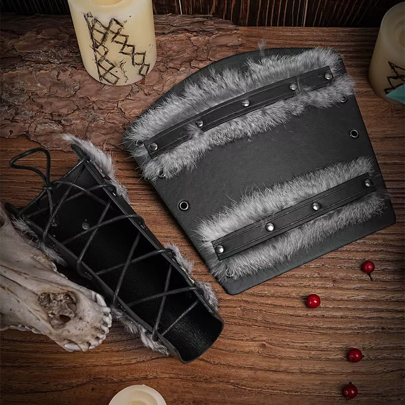 WorldNorse Medieval Retro Vegvisir Fur Arm Bracers - image 3