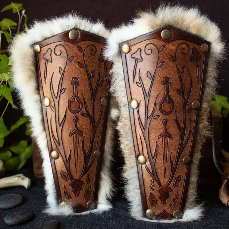 WorldNorse Floral Sword Embossed Pattern Arm Bracers - image 1