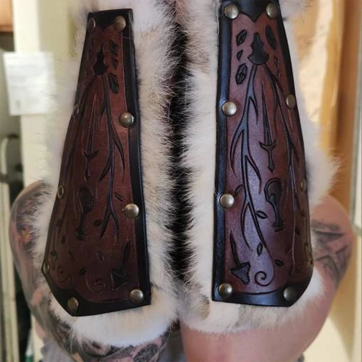 WorldNorse Floral Sword Embossed Pattern Arm Bracers - image 7