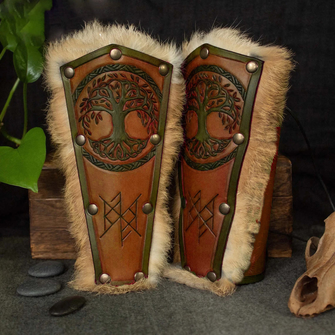 WorldNorse Yggdrasil Valhalla Shield Knot Pattern Arm Bracers - Dark Brown - image 4