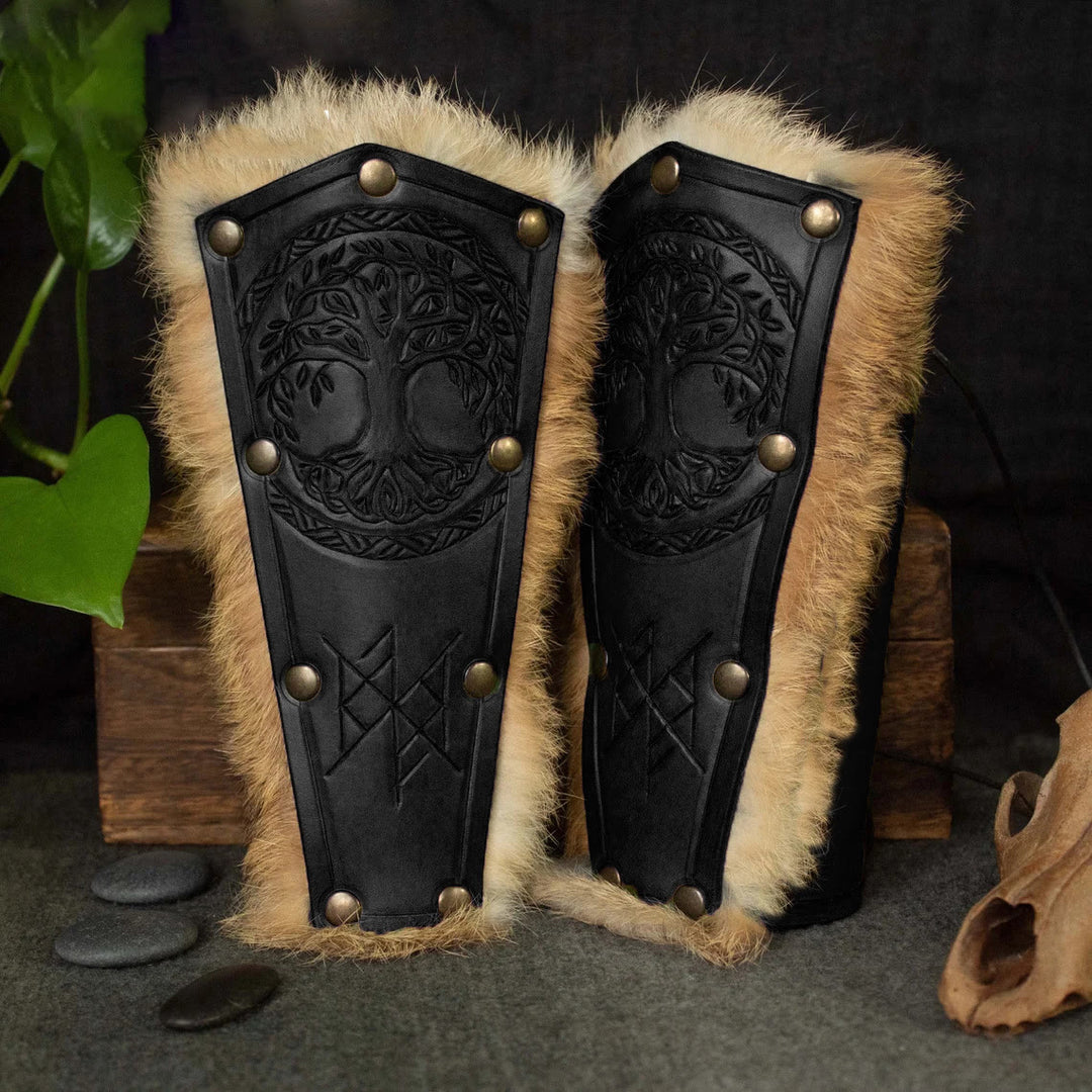 WorldNorse Yggdrasil Valhalla Shield Knot Pattern Arm Bracers - Black - image 3