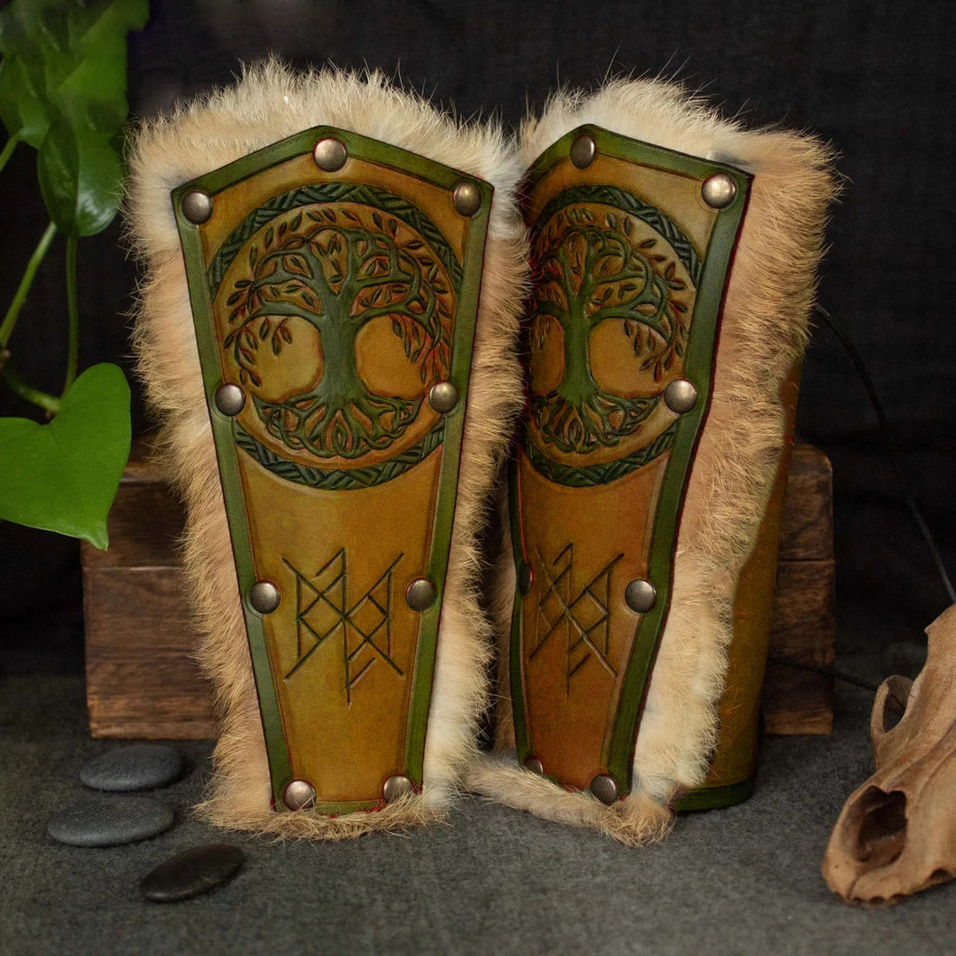 WorldNorse Yggdrasil Valhalla Shield Knot Pattern Arm Bracers - Brown - image 5