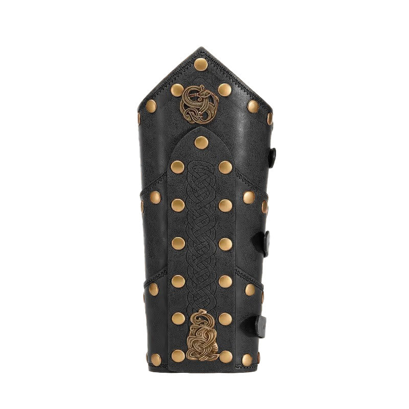 WorldNorse Celtic Knot Rivets Metal Accessories Arm Bracers - Without Fur - Black - image 6
