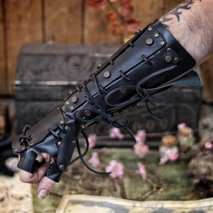WorldNorse Rivets Lace Up Finger Covering Arm Bracers - image 4