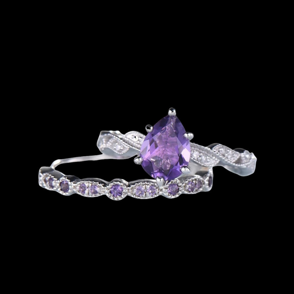 FREE Today: Water Drop Amethyst Ring Set - US 10 - image 0