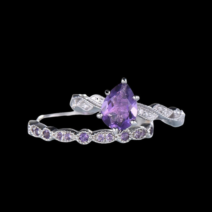 FREE Today: Water Drop Amethyst Ring Set - US 10 - image 0