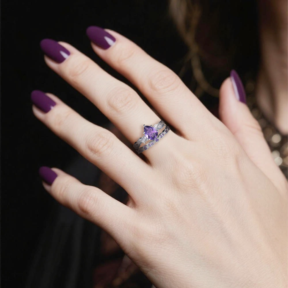 FREE Today: Water Drop Amethyst Ring Set - image 1