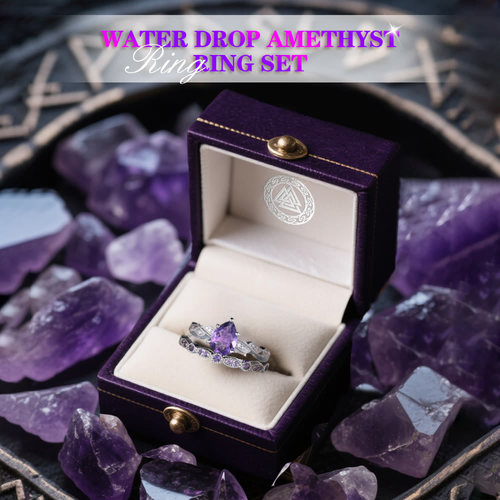 FREE Today: Water Drop Amethyst Ring Set - image 2