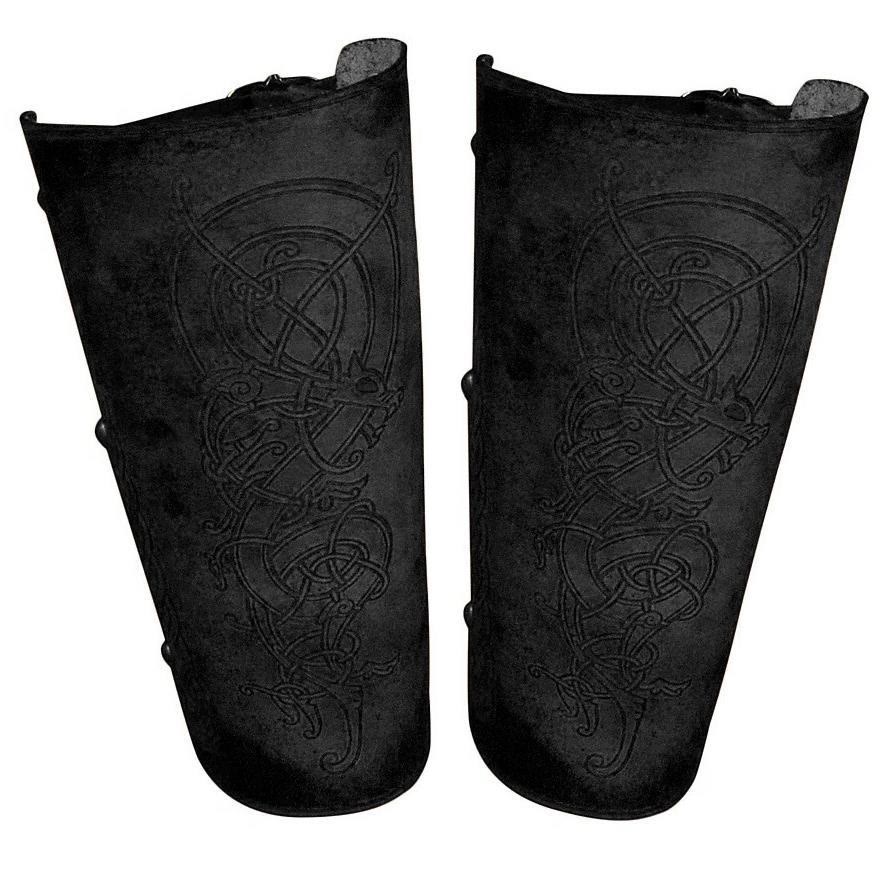 WorldNorse Nordic Dragon Celtic Knot Leather Arm Bracers - Black - image 2