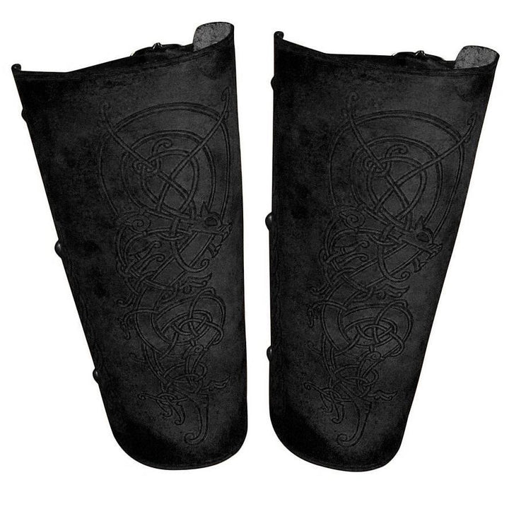 WorldNorse Nordic Dragon Celtic Knot Leather Arm Bracers - Black - image 2