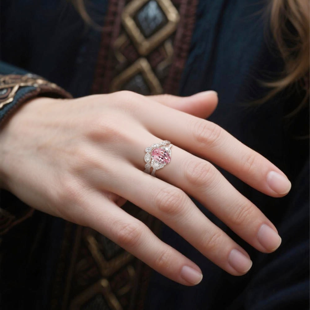FREE Today: Dawn Floral Pink Tourmaline Ring Set - image 1