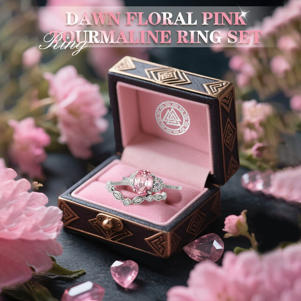 FREE Today: Dawn Floral Pink Tourmaline Ring Set - image 2